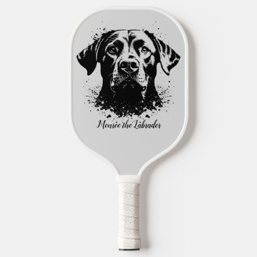 Labrador Splash Art Black Pickleball Schläger (Vorderseite)