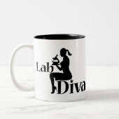 Labrador Tech Diva Scientist Gift Girl Silhouette Zweifarbige Tasse (Links)