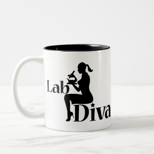 Labrador Tech Diva Scientist Gift Girl Silhouette Zweifarbige Tasse (Links)