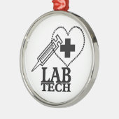 LABRADOR TECH HERZ. SYRINGE LOGO MEDICAL LABORATOR ORNAMENT AUS METALL (Links)