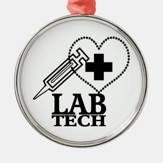 LABRADOR TECH HERZ. SYRINGE LOGO MEDICAL LABORATOR ORNAMENT AUS METALL (Vorne)