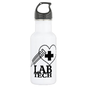 LABRADOR TECH HERZ. SYRINGE LOGO MEDICAL LABORATOR TRINKFLASCHE