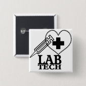 LABRADOR TECH HERZSYRINGE LOGO - LABOR WISSENSCHAF BUTTON (Vorne & Hinten)