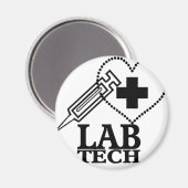 LABRADOR TECH HERZSYRINGE LOGO - LABOR WISSENSCHAF MAGNET (Vorderseite/Rückseite)