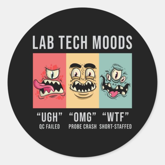 Labrador Tech Moods Laboratory Science Technician Runder Aufkleber (Vorderseite)