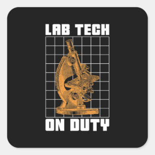 Labrador Tech on Duty Chemist Laborassistent Quadratischer Aufkleber
