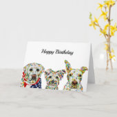 Labrador, Terrier, Pitbull Geburtstagskarte Karte (Gelbe Blume)