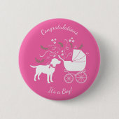 Labrador Theme Dog Baby Dusche Pink Labrador Button (Vorderseite)