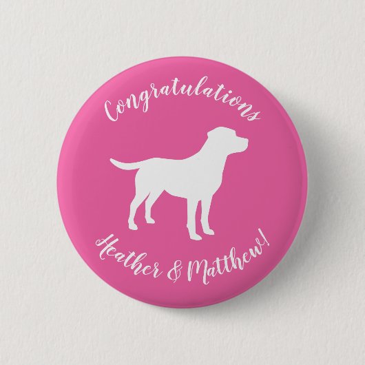 Labrador Theme Dog Baby Dusche Pink Labrador Button (Vorderseite)