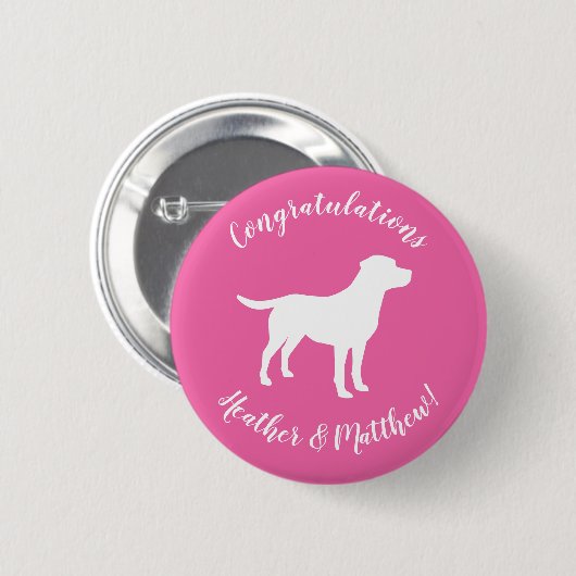 Labrador Theme Dog Baby Dusche Pink Labrador Button (Vorne & Hinten)
