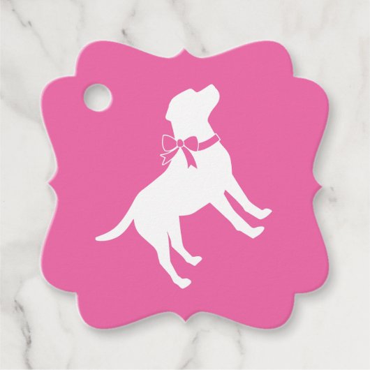 Labrador Theme Dog Baby Dusche Pink Labrador Geschenkanhänger (Vorderseite)
