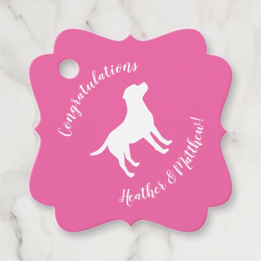Labrador Theme Dog Baby Dusche Pink Labrador Geschenkanhänger (Vorderseite)