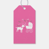 Labrador Theme Dog Baby Dusche Pink Labrador Geschenkanhänger (Vorderseite)