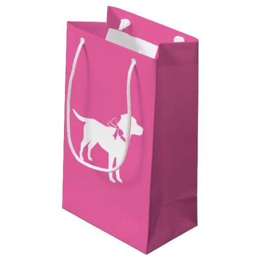 Labrador Theme Dog Baby Dusche Pink Labrador Kleine Geschenktüte (Rückseite Schrägansicht)
