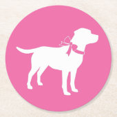 Labrador Theme Dog Baby Dusche Pink Labrador Runder Pappuntersetzer (Vorderseite)
