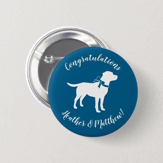 Labrador Theme - Dog Baby Shower Blue Labrador Button (Vorne & Hinten)