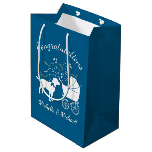 Labrador Theme - Dog Baby Shower Blue Labrador Mittlere Geschenktüte