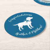 Labrador Theme - Dog Baby Shower Blue Labrador Runder Pappuntersetzer (Angewinkelt)