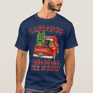 Labrador Through the Snow Christmas Truck Kariert  T-Shirt
