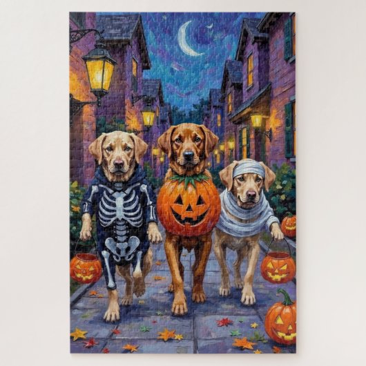 Labrador Trick-or-Treating in Halloween-Kostümen Puzzle (Vertikal)