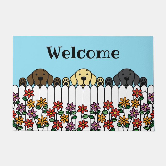 Labrador Trio Sie willkommen heißen Fußmatte (Vorderseite)