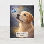 Labrador und blauer Schmetterling Karte (Vorderseite)
