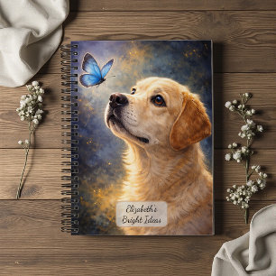 Labrador und blauer Schmetterling Notizblock