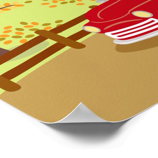 Labrador und Red Truck Fall View Poster (Ecke)