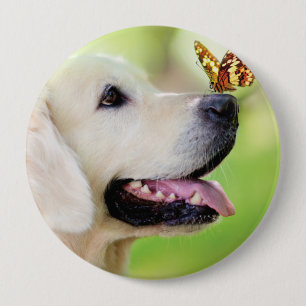 Labrador und Schmetterlingswirbel Kissen Button