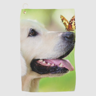 Labrador und Schmetterlingswirbel Kissen Golfhandtuch