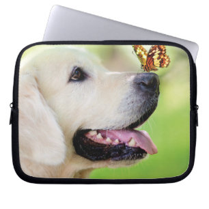 Labrador und Schmetterlingswirbel Kissen Laptopschutzhülle
