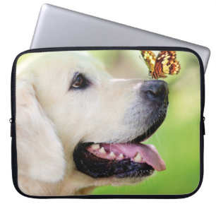 Labrador und Schmetterlingswirbel Kissen Laptopschutzhülle