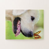Labrador und Schmetterlingswirbel Kissen Puzzle (Horizontal)
