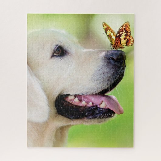 Labrador und Schmetterlingswirbel Kissen Puzzle (Vertikal)