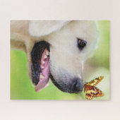 Labrador und Schmetterlingswirbel Kissen Puzzle (Horizontal)