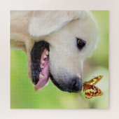 Labrador und Schmetterlingswirbel Kissen Puzzle (Horizontal)