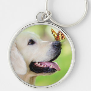 Labrador und Schmetterlingswirbel Kissen Schlüsselanhänger