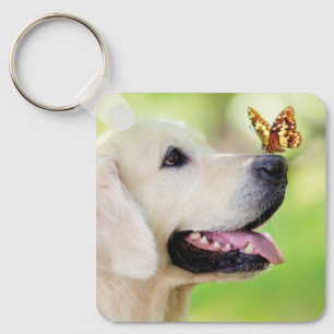 Labrador und Schmetterlingswirbel Kissen Schlüsselanhänger