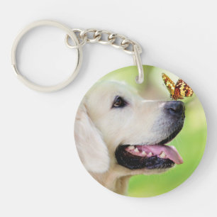 Labrador und Schmetterlingswirbel Kissen Schlüsselanhänger