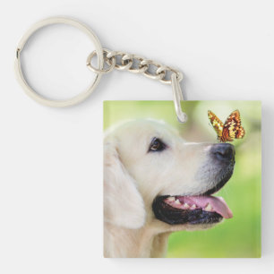 Labrador und Schmetterlingswirbel Kissen Schlüsselanhänger