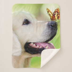 Labrador und Schmetterlingswirbel Kissen Sherpadecke