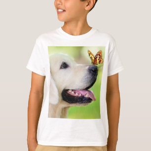 Labrador und Schmetterlingswirbel Kissen T-Shirt