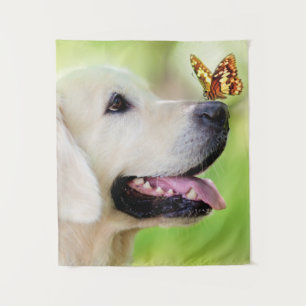 Labrador und Schmetterlingswirbel Kissen Wandteppich