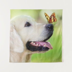 Labrador und Schmetterlingswirbel Kissen Wandteppich