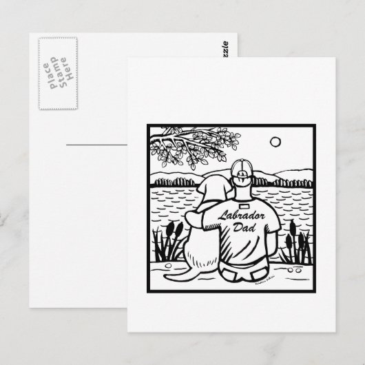 Labrador und Vater Postkarte (Vorne/Hinten)