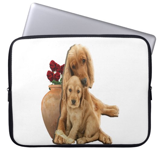 Labrador und Welpen Laptopschutzhülle (Vorderseite)