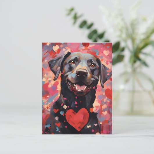 Labrador Valentinstag Postkarte (Stehend Vorderseite)