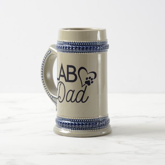 "Labrador Vater", Grau & Blue Bierstein Bierglas (Vorderseite Links)