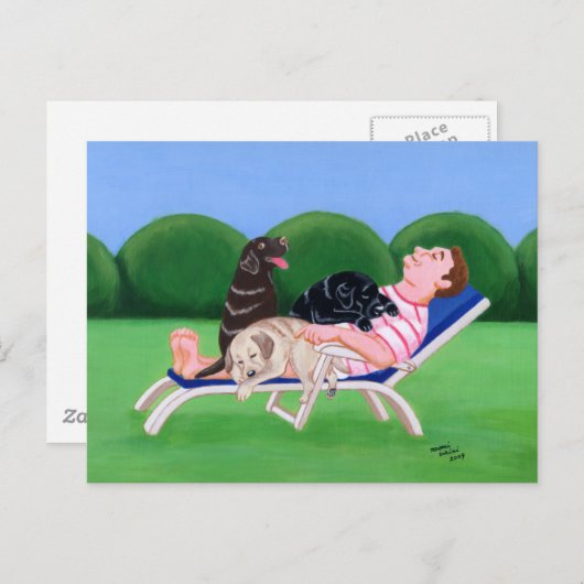 Labrador-Vater-Malerei Postkarte (Vorne/Hinten)