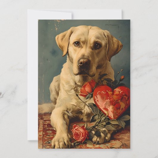 Labrador Vintag Valentinstag Feiertagskarte (Vorderseite)